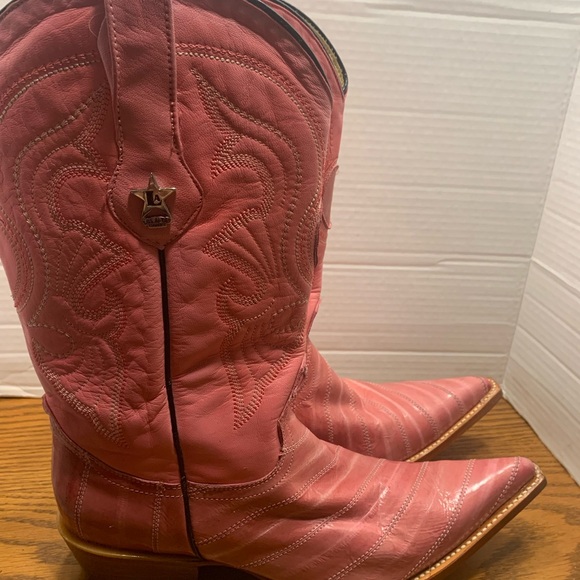 Los Altos Woman’s 9.5 Pink Eel skin Pointed Toe Cowboy Boots Barbie Cowgirl fun - Picture 7 of 15
